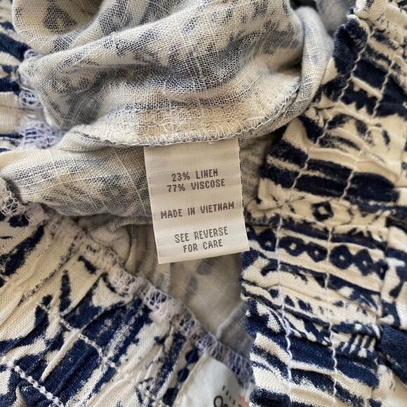 Linen shorts Aztec print navy white Paper bag Size XS - Picture 6 of 6